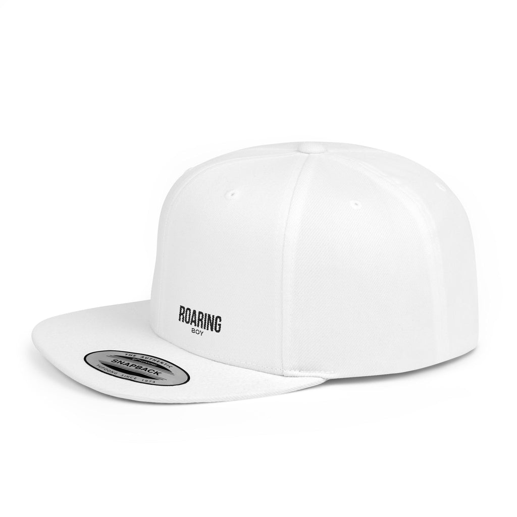 Snapback Hat — Minimal “ROARING BOY”Flat Bill Cap