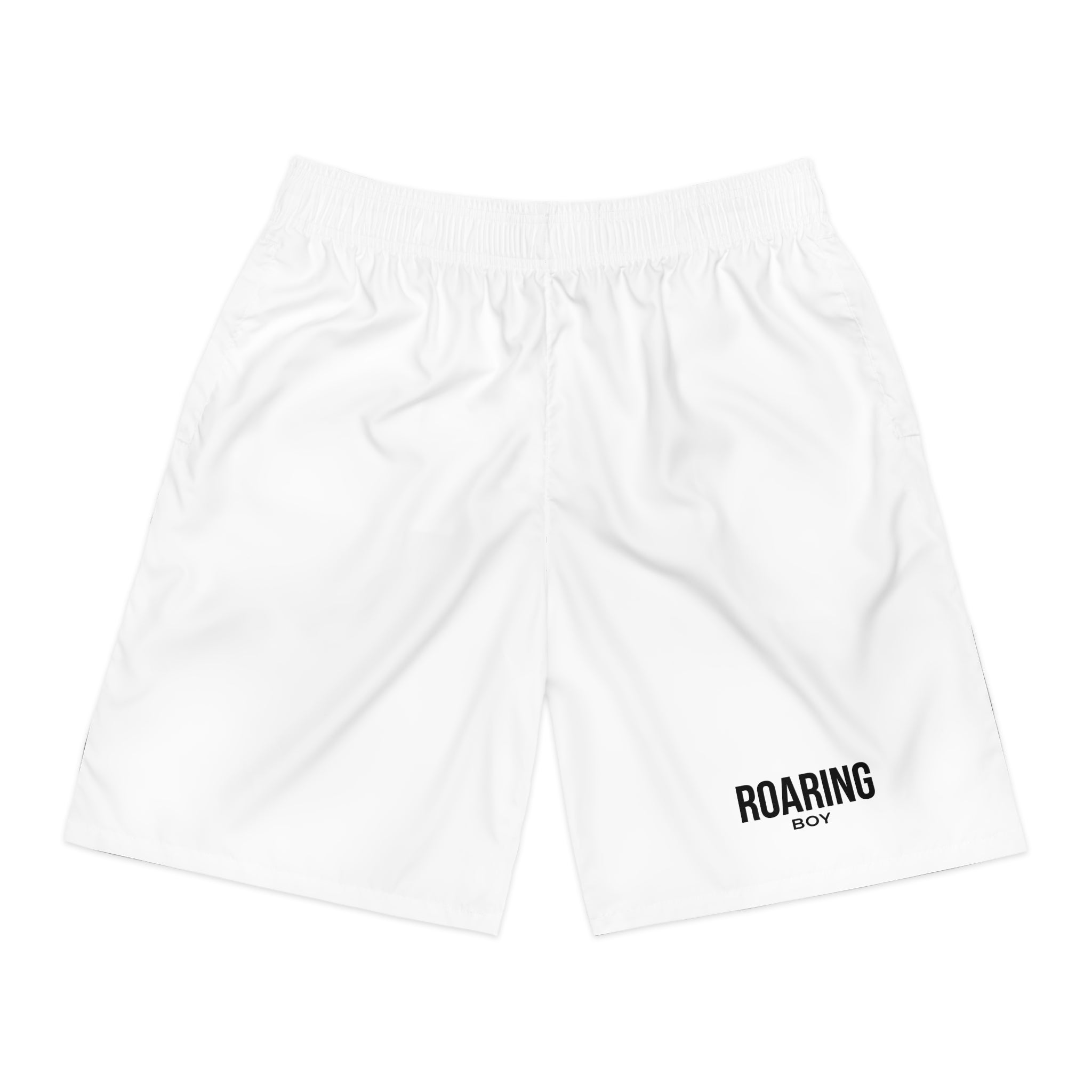 RORING BOY  Athletic Jogger Shorts— Men's White Casual Gym Shorts