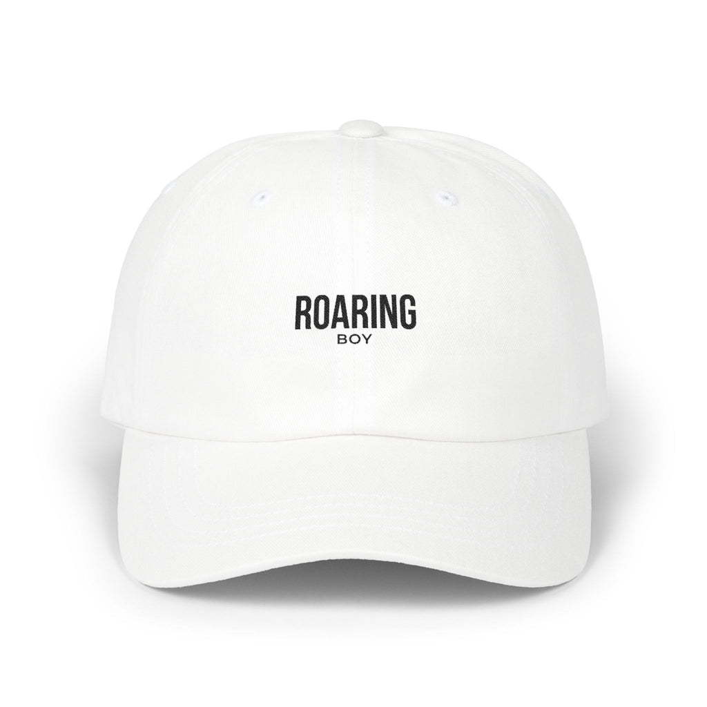 Roaring Boy Embroidered Dad Cap – Minimal White Baseball Hat