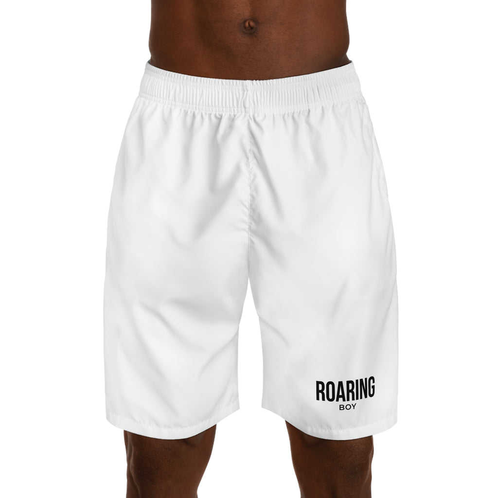 RORING BOY  Athletic Jogger Shorts— Men's White Casual Gym Shorts