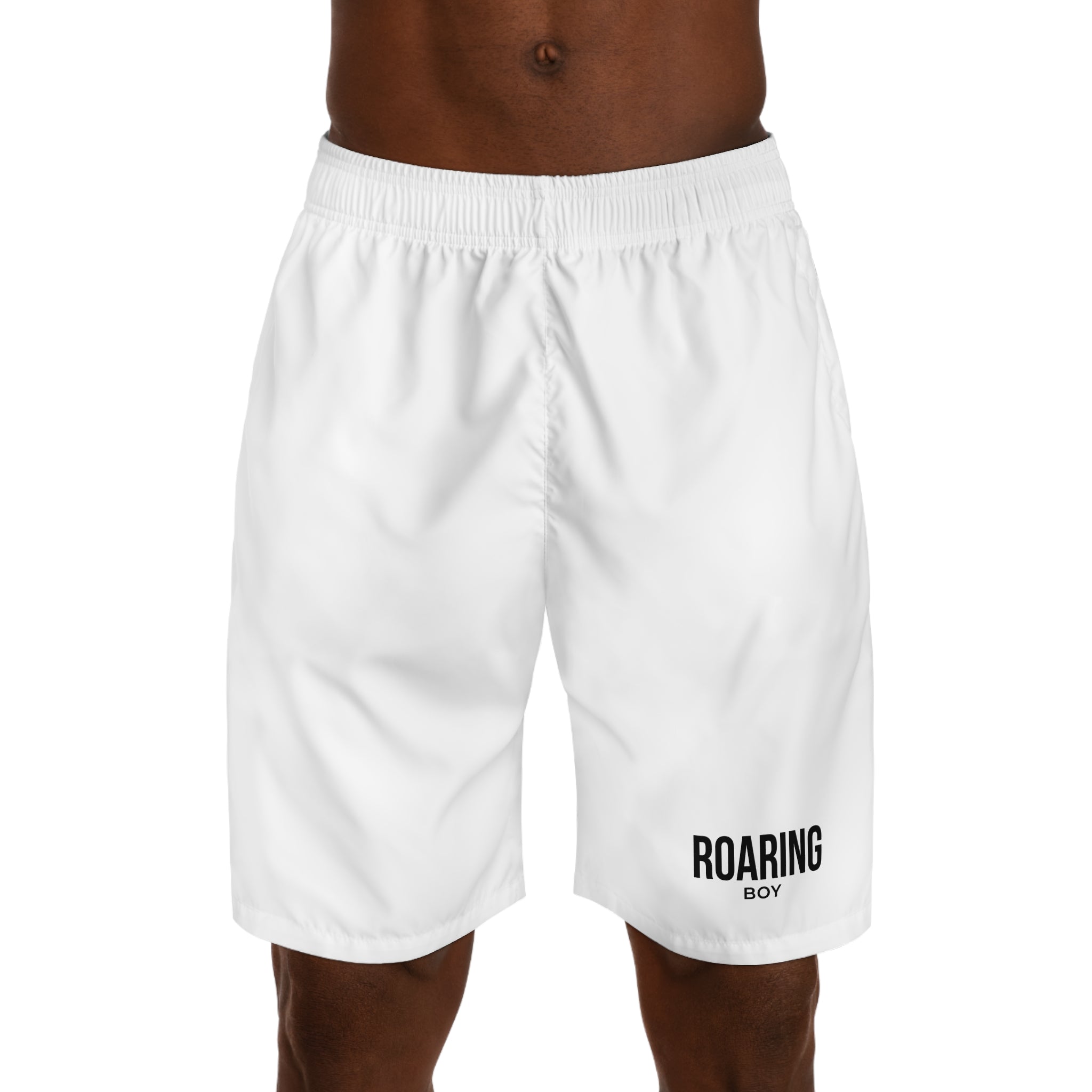 RORING BOY  Athletic Jogger Shorts— Men's White Casual Gym Shorts