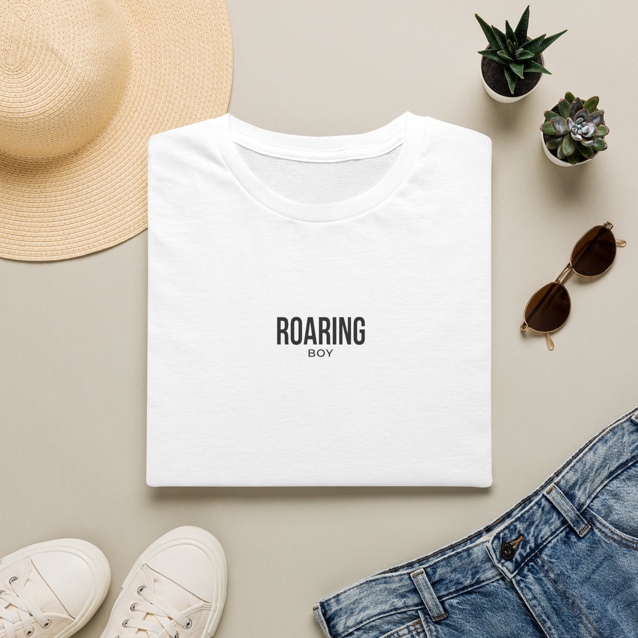 Roaring Boy Minimalist T-Shirt — Simple Text Graphic Tee