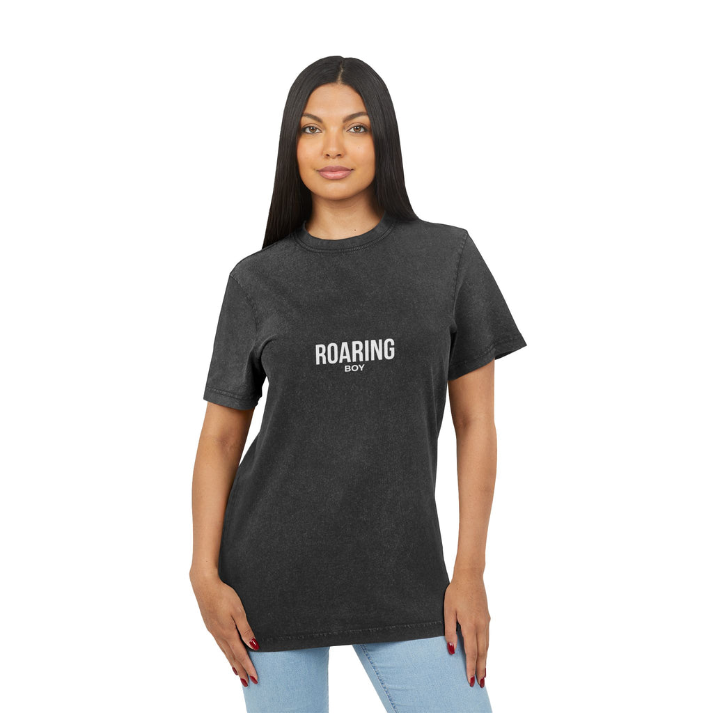 Roaring Boy Acid-Washed Tee — Vintage Black Graphic T-Shirt