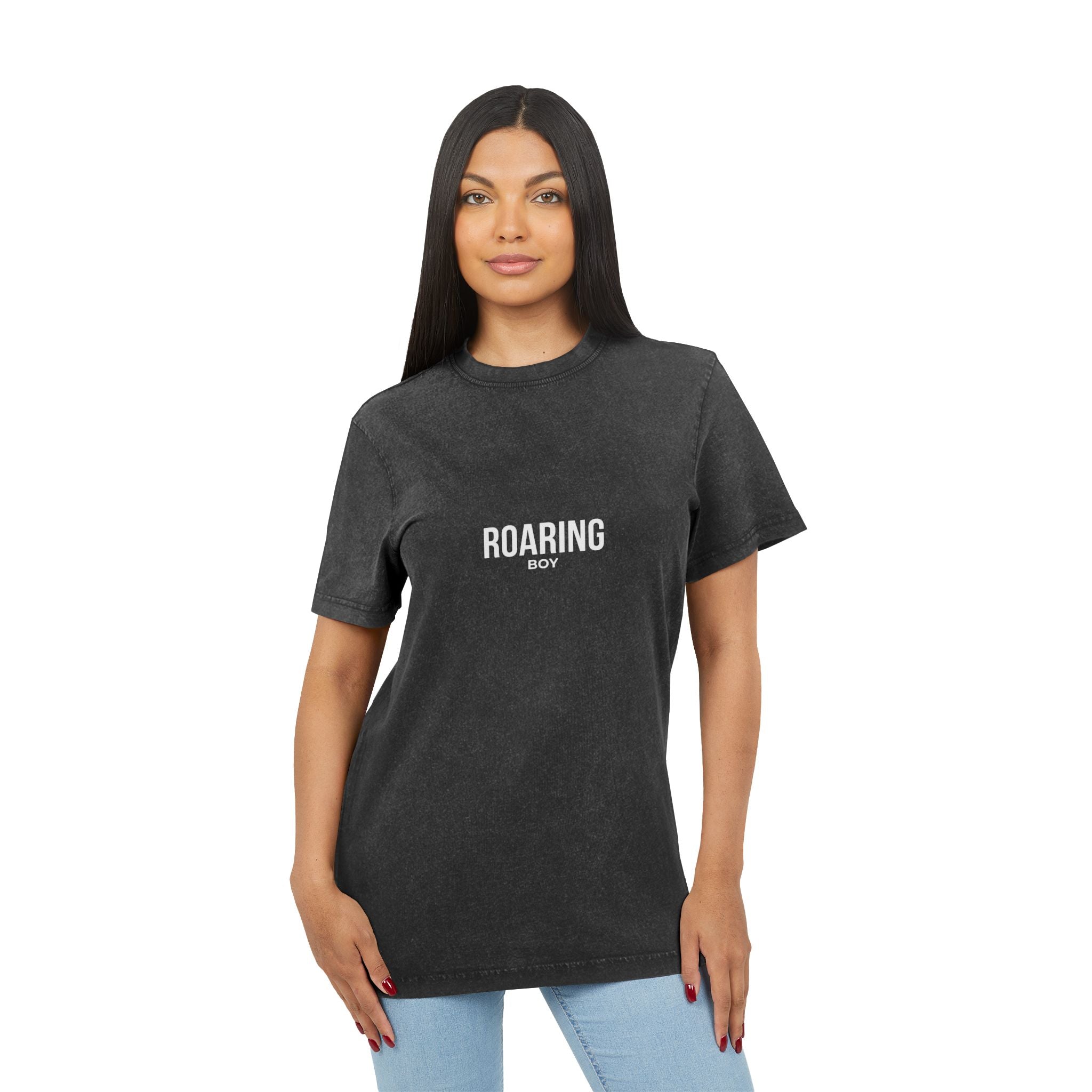 Roaring Boy Acid-Washed Tee — Vintage Black Graphic T-Shirt